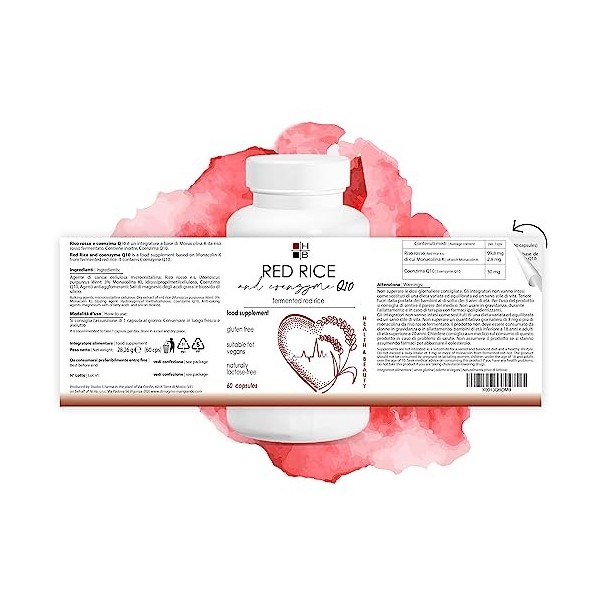 RIZ ROUGE et COENZYME Q10 | 60 capsules | riz rouge fermenté | pour votre COEUR et cholestérol | avec vitamine Q | Produit it