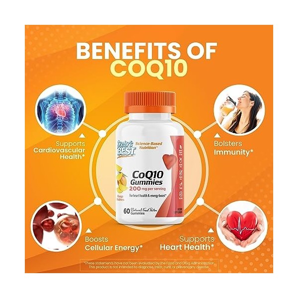 Doctors Best - CoQ10 Heart Health & Energy Boost Mango Madness 200 mg - 60 Gummies