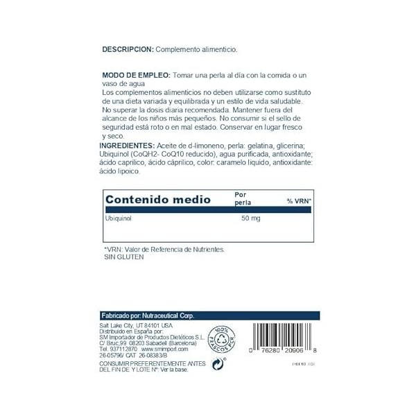 Coenzyme Q10 50MG 30 PER ubiquinol
