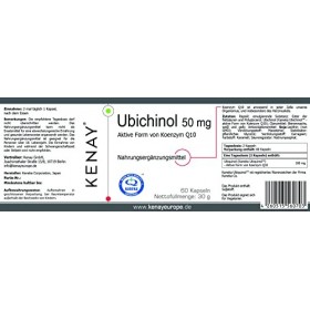 Ubichinol 50 | forme active de coenzyme Q10 | 50 mg 60 gélules | KENAY EUROPE