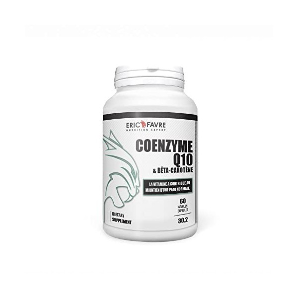 COENZYME Q10 et Bêta-Carotène dOrigine Naturelle, Provitamine A - Antioxydant, Contribue au maintien de la Peau - 60 gélules