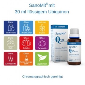SanoMit Ubiquinone liquide 30 ml purement végétalien & haute dose Kaneka Coenzyme Q10 liposomal, Dr. Enzmann