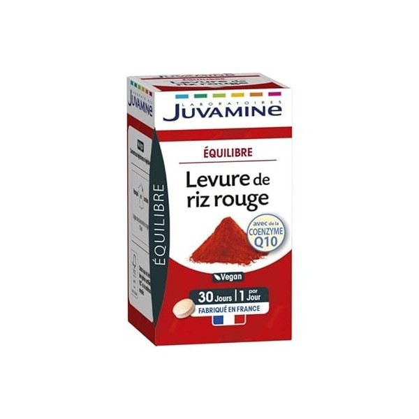 LEVURE DE RIZ ROUGE AVEC DE LA COENZYME Q10 30 COMPRIMÉS 17G, JUVAMINE, LOT DE 2