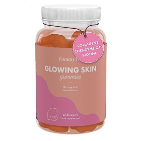 Tummy Tox Gummies Glowing Skin avec du collagène, de la coenzyme Q10, de la biotine, des vitamines A, C, E I Goût de citron I