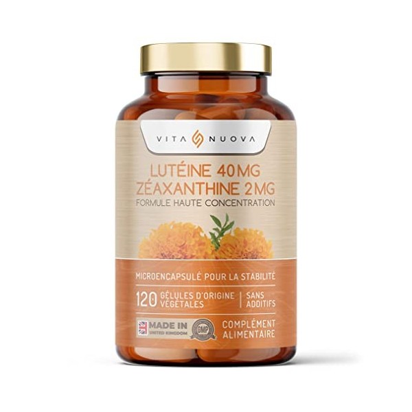 40 mg de lutéine et 2mg de zéaxantine - 120 Capsules - Fabriqué Au Royaume-uni Selon Norme - Sans Additifs 120 Capsules - Bo