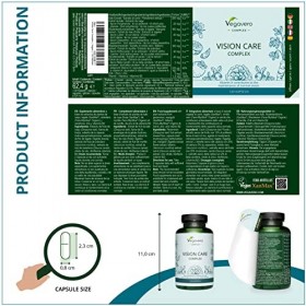 Complément YEUX Vegavero® | Avec Lutéine, Zéaxanthine, Myrtille, Zinc, Vitamines A et B2 | SANS ADDITIFS | 120 Gélules | Prot