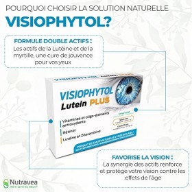 Visiophytol - Complément Alimentaire Santé des Yeux - Vue, Vision, Confort Visuel, Glaucome, Cataracte - Lutéine, Myrtille, Z