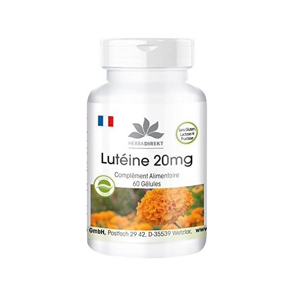 Lutéine 20mg - 60 gélules - En microcapsule | HERBADIREKT by Warnke Vitalstoffe