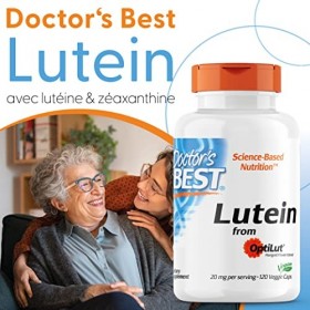 Doctors Best, Lutéine, avec Optilut, 10 mg, 120 Capsules végétaliennes, Caroténoïde, Zéaxanthine, Testé en Laboratoire, Haut