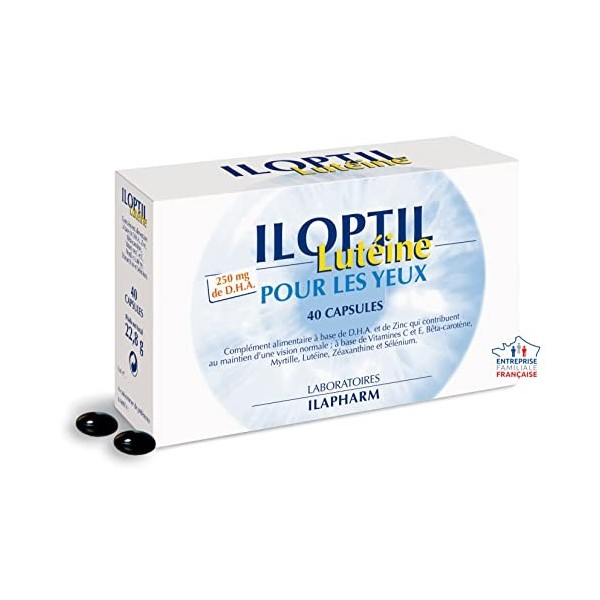 Laboratoires Ilapharm - ILOPTIL LUTEINE et ZEAXANTHINE- DHA, - PRESERVEZ VOS YEUX ET VOTRE RETINE - 40 capsules