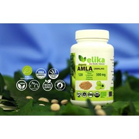 BIO Amla Elikafoods® BIOLOGIQUE. 120 comprimés de 500mg. Renforce les cheveux et la peau. Contient de la vitamine C, des miné