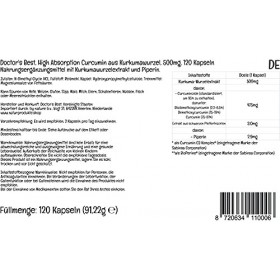 Doctors Best, High Absorption Curcumin Curcumine à Haute Absorption , 500mg, 120 Capsules, Testé en Laboratoire, Curcuma, S