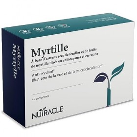 Nutracle Myrtille 600 mg 45 comprimés - Supplément Microcirculation Jambes, Capillaires, Veines Yeux et Vue - Drainant pour C...