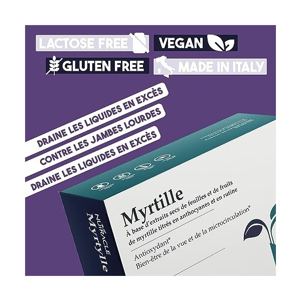 Nutracle Myrtille 600 mg 45 comprimés - Supplément Microcirculation Jambes, Capillaires, Veines Yeux et Vue - Drainant pour C...