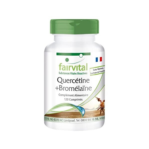 Fairvital | Quercétine plus Bromélaïne - 120 Comprimés - Végan - Effet synergique - Dosage sûr