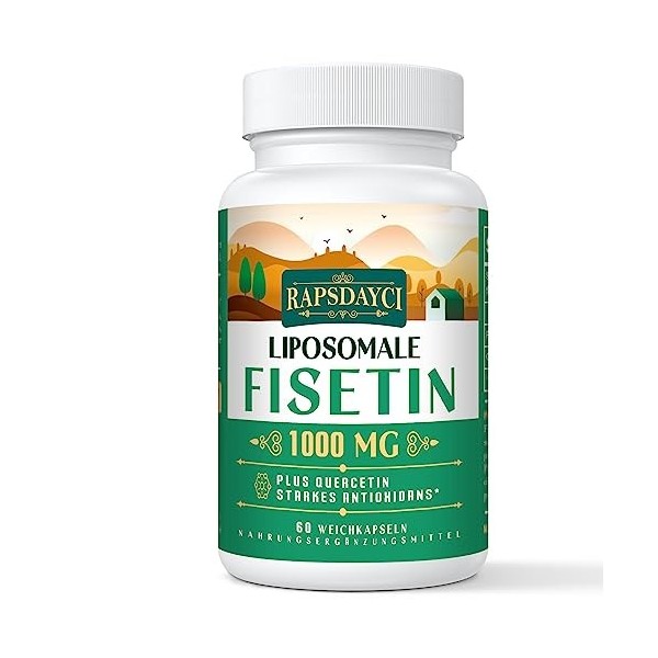 Fisetin liposomale avec quercétine 1200 mg - Antioxydant hautement efficace pour une santé optimale 60 pièces 1-pack Curcuma