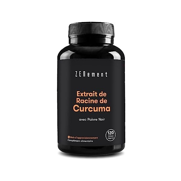 Curcuma 6100 mg avec Poivre Noir | 120 gélules | Puissant antioxydant, pour la santé des articulations | Ingrédients 100% Nat...