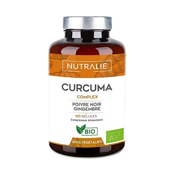 CURCUMA BIO Gélules - Pipérine et Curcumine - 1300mg Haute Dose - Poivre Noir et Gingembre - 120 Gélules Organic Turmeric Bla