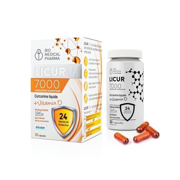 Curcumine liquide avec vitamine D NovaSOL® | Biodisponibilité 185x supérieure sans pipérine | 1 gélule par jour | correspond 