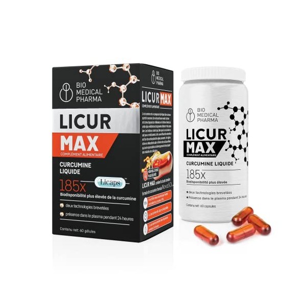 Curcumine liquide NovaSOL® | Biodisponibilité 185x plus élevée sans pipérine | 1 gélule par jour | correspond à 6600mg dextr ...