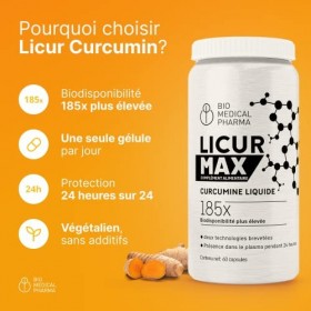 Curcumine liquide NovaSOL® | Biodisponibilité 185x plus élevée sans pipérine | 1 gélule par jour | correspond à 6600mg dextr ...