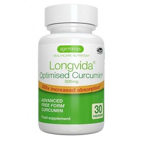 Longvida Curcumin - Curcumine Optimisée, 500 mg, 285x plus de biodisponibilité, absorption rapide, cliniquement prouvé, vegan...