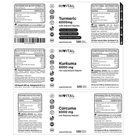 Curcuma Extrait concentrée 6000 mg avec 285 mg de Curcumine et Poivre Noir | 120 gélules végétales | Antioxydant puissant pou