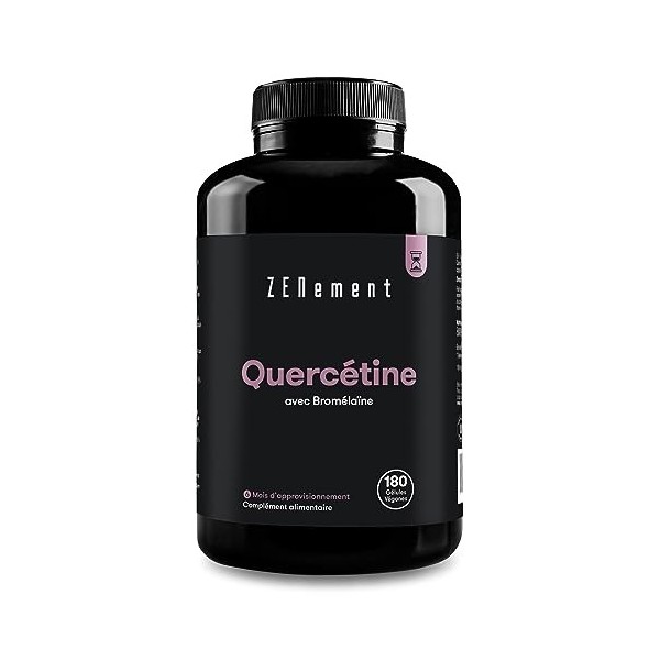 Quercétine 500 mg, avec Bromélaïne, 180 Gélules | Anti-âge, Vieillissement en bonne santé, Antioxydant | Ingrédents 100% Natu...