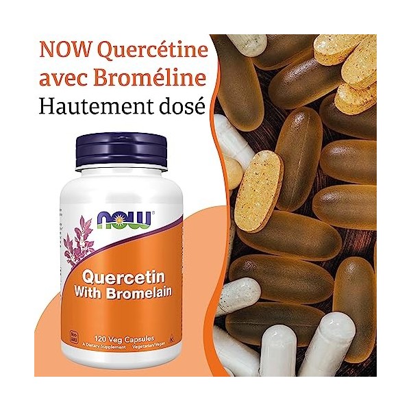 Now Foods, Quercétine avec Bromélaïne, 120 Capsules végétaliennes, Testé en Laboratoire, Bioflavonoïde, Sans Gluten, Sans Soj