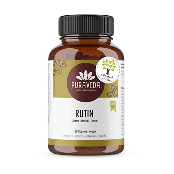Biotiva Rutine fortement dosée - 120 capsules - 95% de rutine - 550mg de Sophora japonica L.- Arbre à miel - Forte dose - Vég...