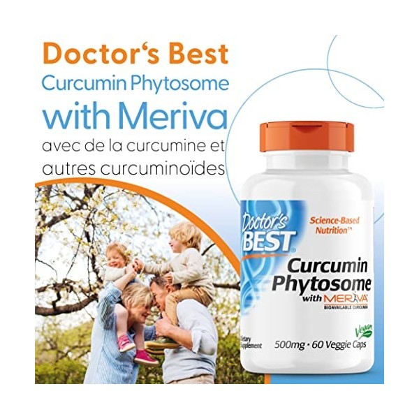 Doctors Best, Curcumine Phytosome Phytosomes de Curcumine avec Meriva, 500mg, 60 Capsules végétaliennes, Testé en Laborato