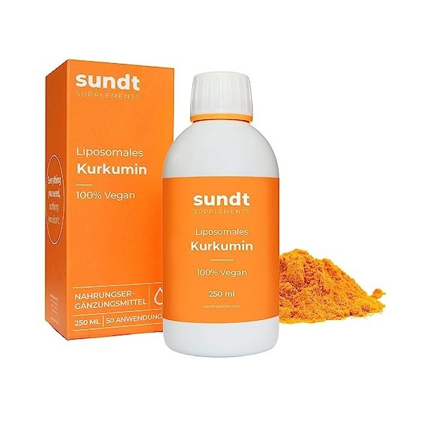 Curcumine liposomale liquide, au pouvoir antioxydant naturel contre le risque d’inflammation – Flacon de 250 ml – 50 jours – ...