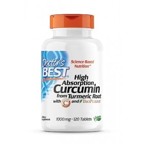 Doctors Best, High Absorption Curcumin Curcumine à Haute Absorption , 1.000mg, 120 Comprimés végétaliens, Testé en Laborato C...