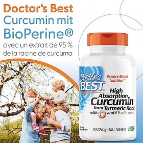 Doctors Best, High Absorption Curcumin Curcumine à Haute Absorption , 1.000mg, 120 Comprimés végétaliens, Testé en Laborato
