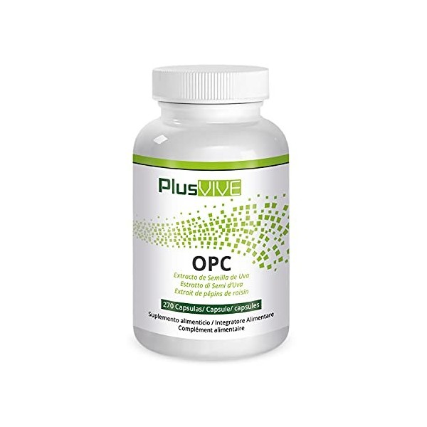 Plusvive - Gélules dOPC à lextrait de pépins de raisin de raisin français, 400&nbsp;mg Curcuma