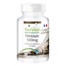 Fairvital | Hericium 500mg VEGAN - Fortement dosé - 90 capsules - Hericium - poudre de champignon Curcuma