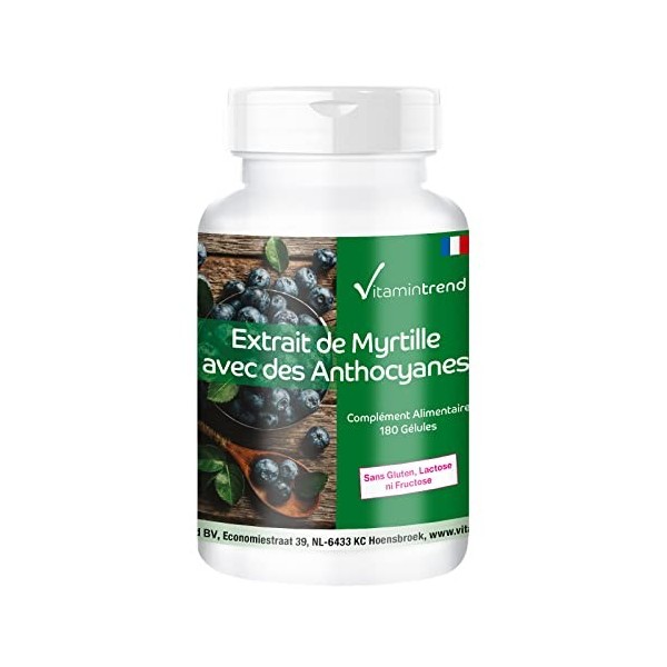 Extrait de myrtille - avec 25% danthocyanes - hautement dosé - végan - 180 gélules | Vitamintrend®