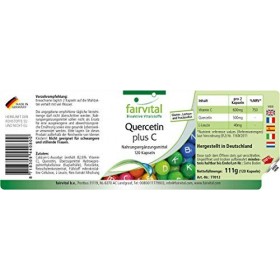 Fairvital | Quercétine naturelle + Vitamine C - 600mg de Vitamine C et 500mg de Quércetine par dose journalière - VEGAN 120 g...