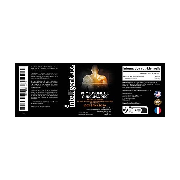 Intelligent Labs Meriva Phytosome de Curcumine 250 MG | Supplément de curcumine de curcuma à absorption avancée 2900% mieux ...