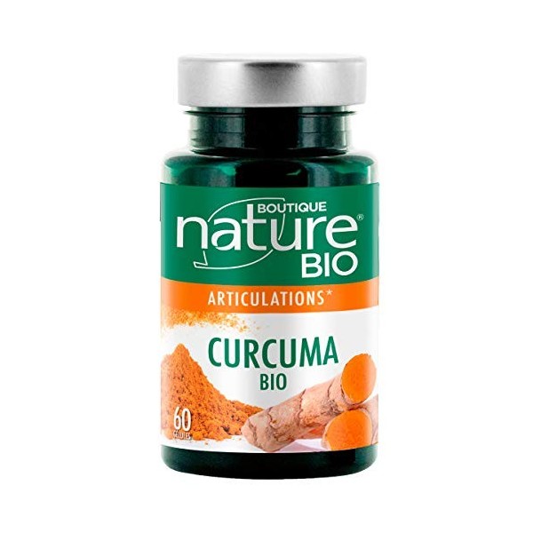 Boutique Nature - Complément Alimentaire - Articulations - Curcuma Poivre Noir BIO - 60 Gélules Végétales - Pour un bon Fonct