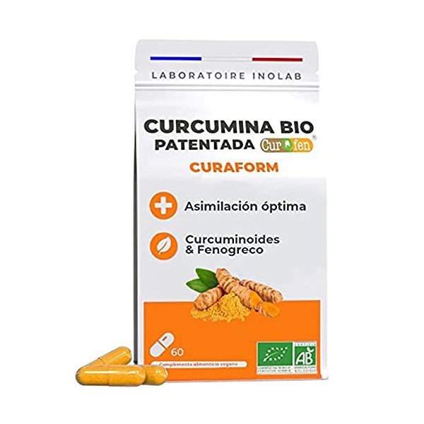 CURAFORM, Curcuma BIO breveté CurQfen® sans additifs - 60 comprimés Curcuma