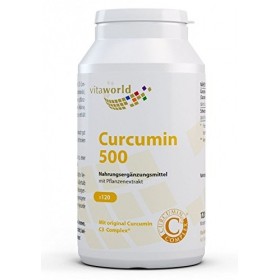 Vita World Curcumine 500mg 120 Vegi Capsules Curcuma Pipérine production dun pharmacien Made in Germany Curcuma