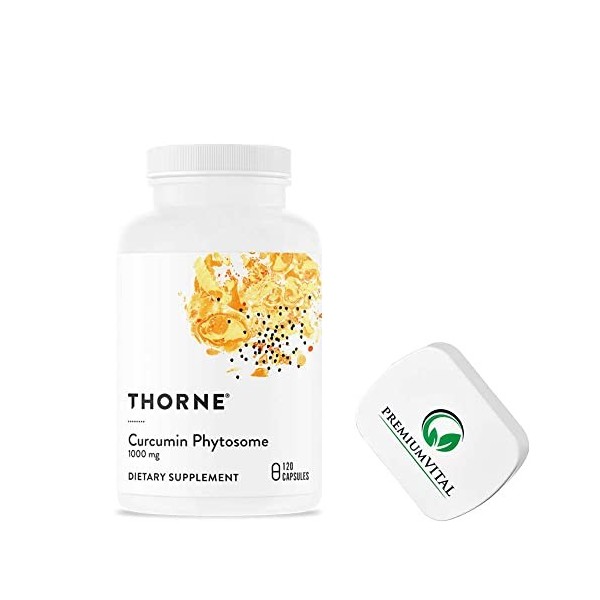 PremiumVital, Thorne Research, Phytosome de Curcumine, 500mg, 120 Capsules végétaliennes, avec Pilulier Pratique, Testé en La