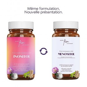 Inositol FEM Menositol 19-en-1, Gérer Menopause avec Inositol Myo & D-chiro, Isoflavones, Ashwagandha, Maintenir Santé Métabo