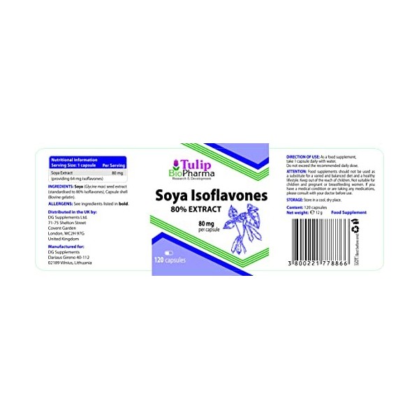 Soja Isoflavones 80% Extrait 120 Gélules