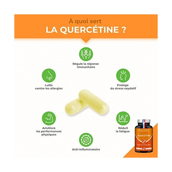 QUERCETINE 600 mg - Vegan & Sans Excipient - Avec Bromélaïne & Vitamine C Végétales - Puissant Antioxydant, Renforce lImmuni