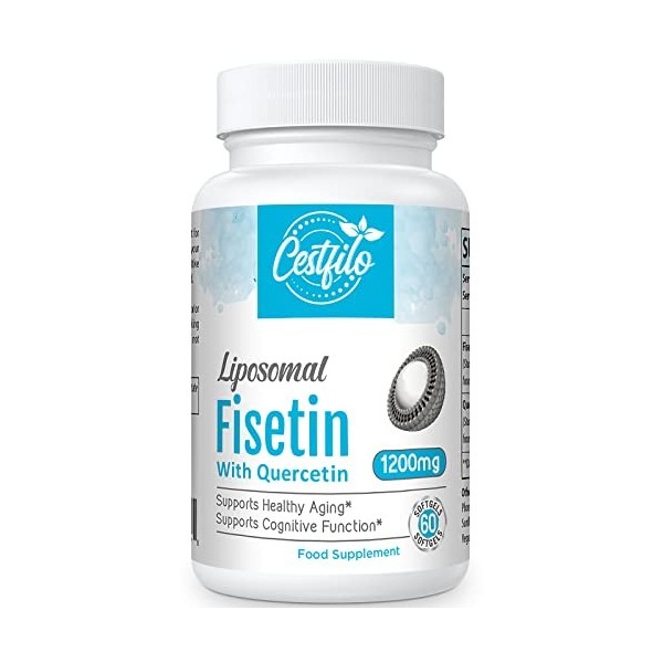 Liposomal Fisetin avec Quercétine 60 softgels - Hautement dosé 1200 mg par serving - Maximum Bioavailability - Anti-âge natur