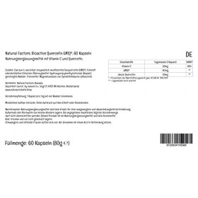 Natural Factors, Bioactive Quercetin, avec Vitamine C, 60 Capsule végétaliennes, Testé en Laboratoire, Végétarien, Sans Soja,