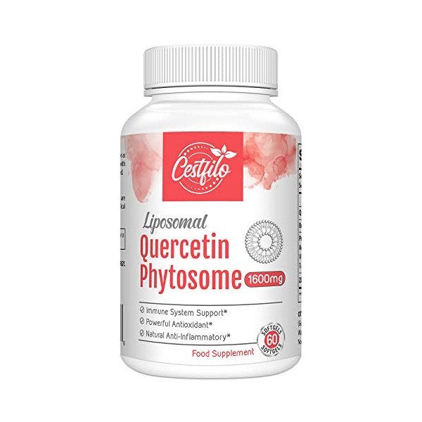 Liposomale Quercétine Phytosome 1600mg Softgels avec Bromélaïne, Supplément Antioxydant Stimulant limmunité pour Améliorer l