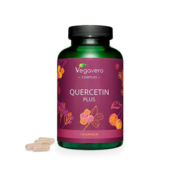 Quercétine Complex Vegavero® | 100% Naturelle | Avec Bromélaïne + Vitamine C + Sureau Noir | Sans Additifs | Immunité + Antio